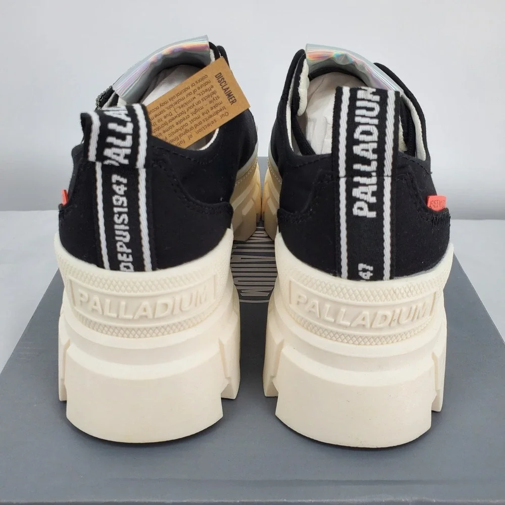 Palladium Womens 9 Revolt Lo TX Black Marshmallow Platform Shoes 97243-016-M New